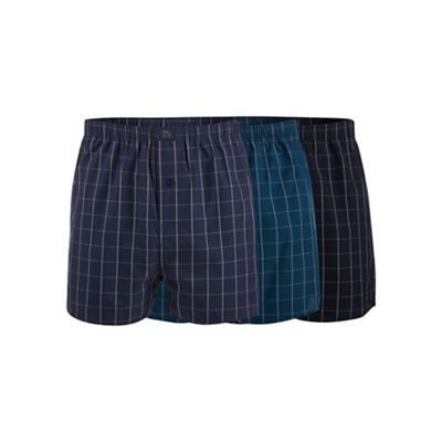 Big and tall pack of three multi-coloured check print boxer shorts